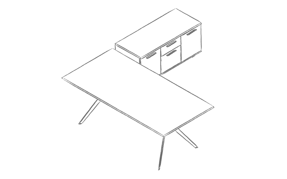 Dibujo tipo CAD de escritorios y mesas de oficina en chile