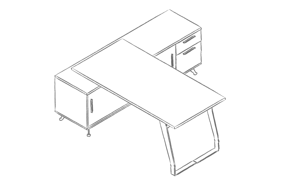 Dibujo tipo CAD de escritorios y mesas de oficina en chile