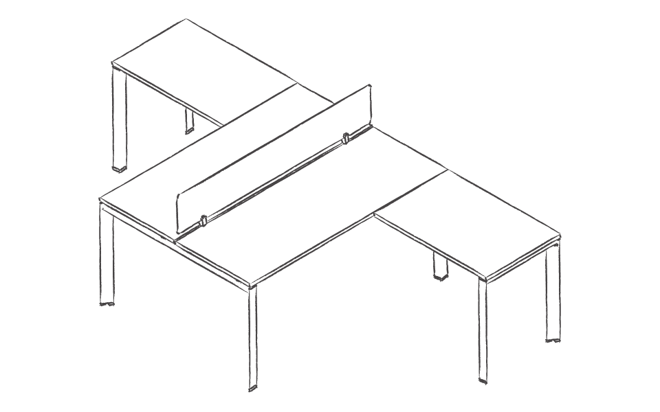 Dibujo tipo CAD de escritorios y mesas de oficina en chile